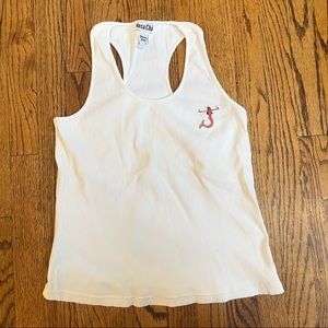 Rosa Cha White Ribbed Tank Top With Embroidered Mermaid
